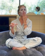 Jennifer Aniston shares candid BTS Instagram snaps as she sips champagne in a face mask while Reese Witherspoon