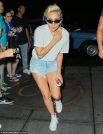Leggy Lady Gaga wears TINY denim shorts as she runs back to apartment after watching DNC