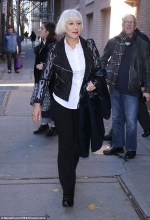 Helen Mirren looks super-sleek in monochrome ensemble as she steps out in New York...