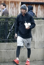 David Beckham cuts a casual appearance in sporty gym ensemble as he leaves Barry's