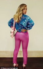 New mum Beyonce flaunts her famous posterior in eye-wateringly tight pink