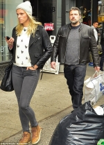 Ben Affleck sports salt and pepper stubble and cool leather jacket while out with girlfriend