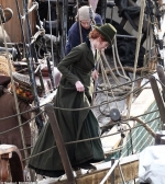 Poldark's Eleanor Tomlinson transforms into Demelza in forest green gown as she joins Aidan Turner